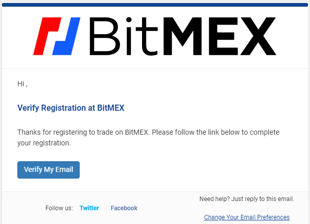 Bitmex email